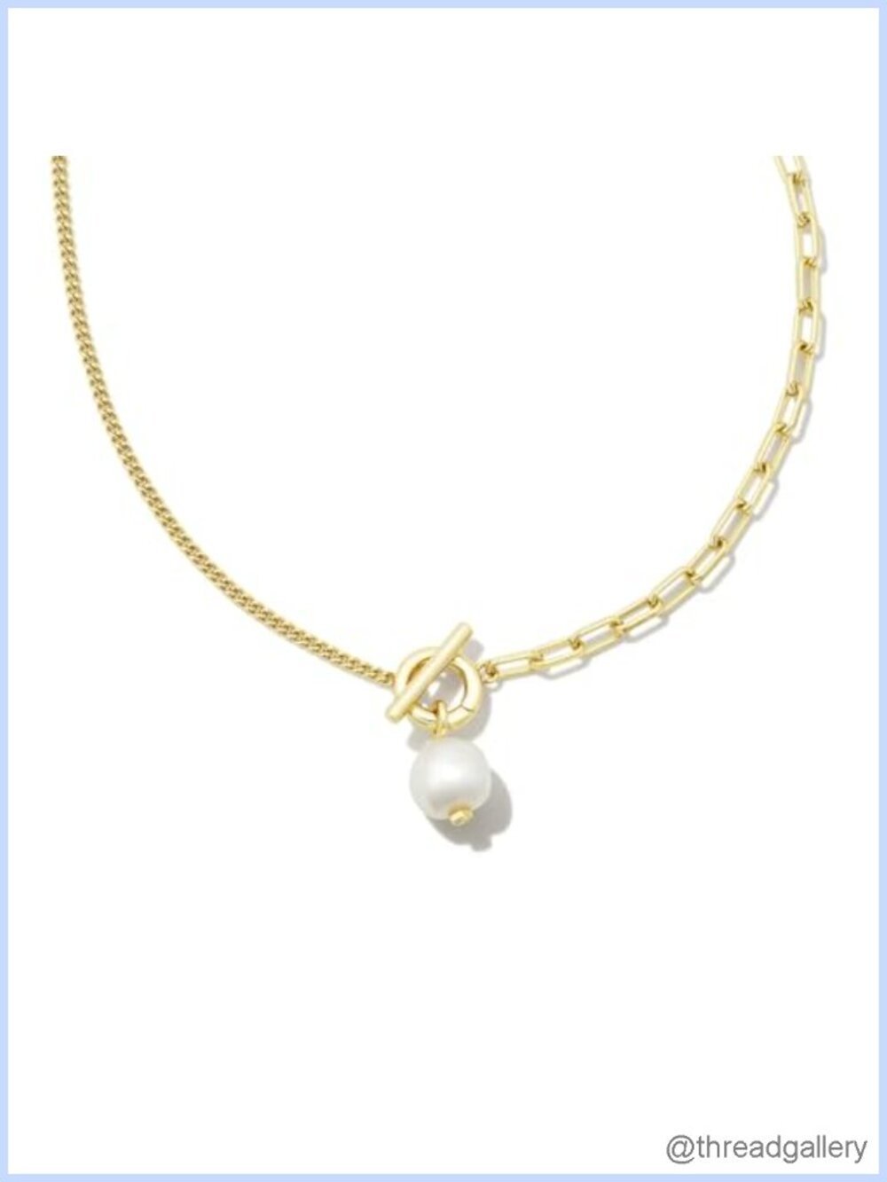 14k Gold-Plated Pearl Chain Necklace Convertible Freshwater Pendant